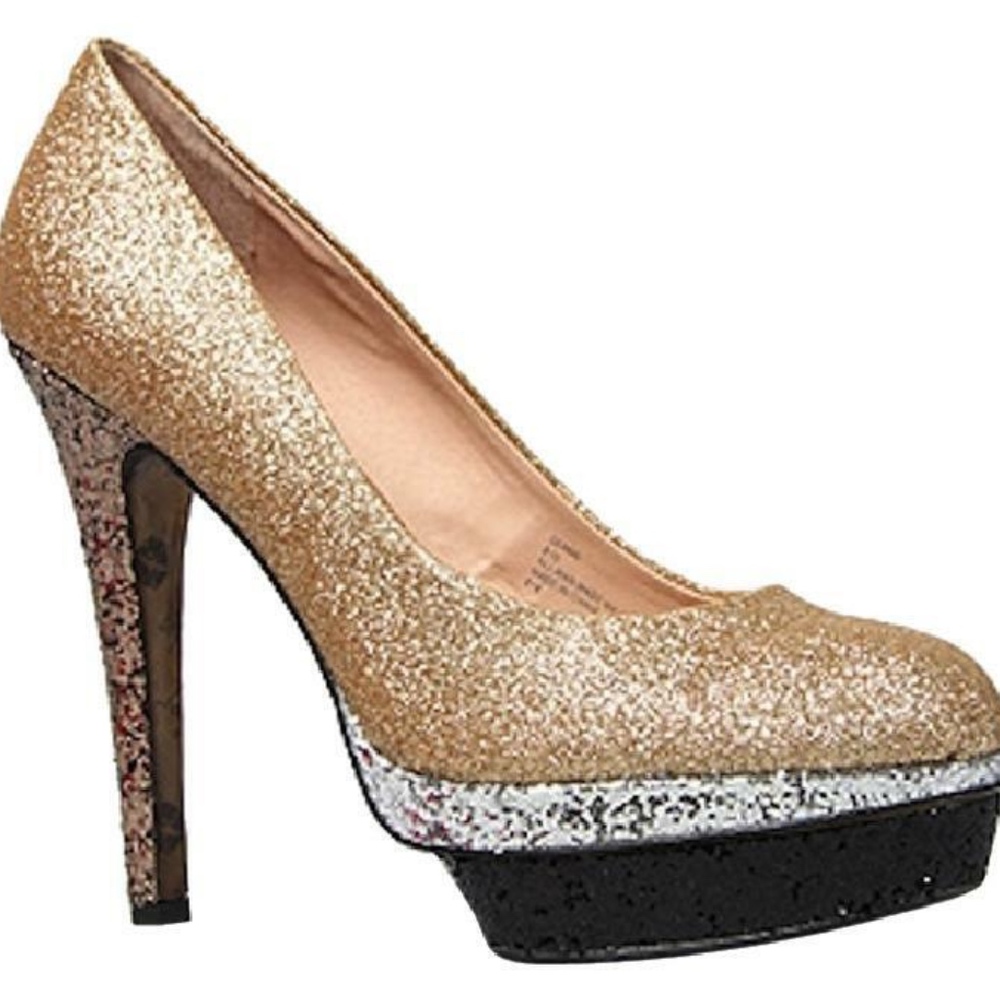 Betsey Johnson Sparkle Heels Gold Multi Pumps